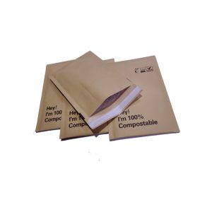 China Kraft Bubble PBAT Biodegradable and Compostable Bags With Self Sealing on sale