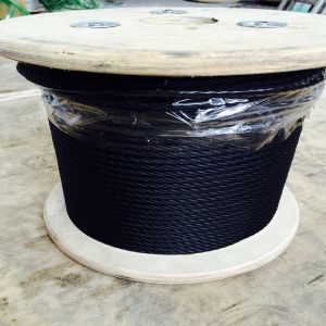 7x7 Structure 1/8" Black Galvanized Steel Aircraft Cable with 750 kgs Breaking