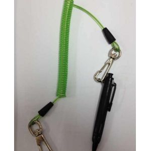 Snap hook on each end terminal transparent green stop drop tooling wire coil