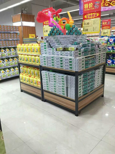 Foldable Wooden Retail Display Shelves With Metal Frame SGS ISO9001