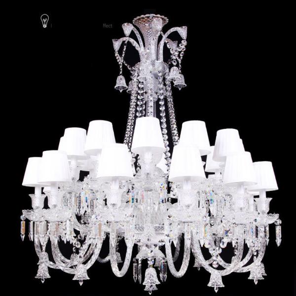 Silver Candle Crystal Chandelier Light With Lampshade (WH-CY-60)