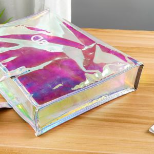 Shiny Plastic Shopping PVC Bag Laser Transparent Holographic Iridescent Womens