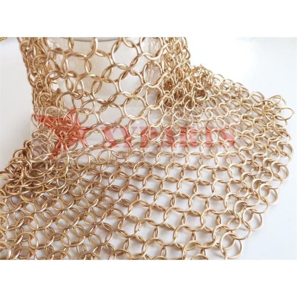 Quality 20MM Decorative Metal Ring Mesh Curtain PVD Rose Gold Color wholesale