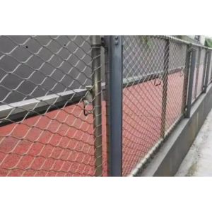 Red PVC Coated Zoo Aviary Netting 1.5mm Stainless Steel Ferrule Rope Mesh