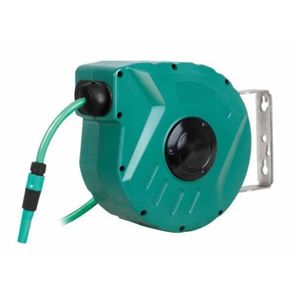 Quality 1/2'' Diameter and Plastic Retractable Garden water hose reel 15m bracket rewind wholesale