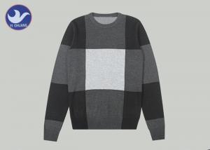 China Big Check Men's Knit Pullover Sweater Black And White Casual Knitted Clothes on sale