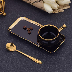 Tea Nordic Gold Rim Ceramic Coffee Cup With Dessert Snack Tray