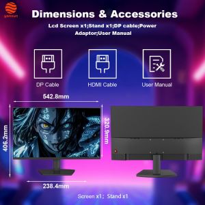 Black Color 23.8 Inch Gaming Monitor IPS Panel 180Hz RGB Lighting 99% SRGB PC