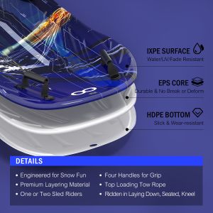 XPE EPS HDPE Snow Sled for Unisex Kids Adult Customizable Logo 2 Handles and