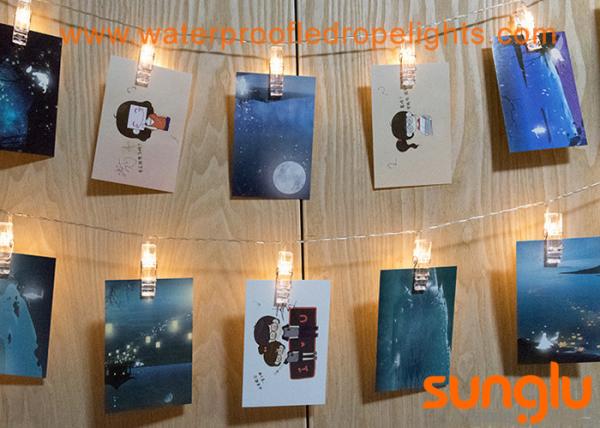 Quality Clip Style Decorative String Lights Silver Wire Color For Study Room / Hotel wholesale
