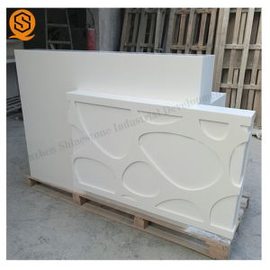 OEM ODM White Solid Surface Reception Desk With Led Light
