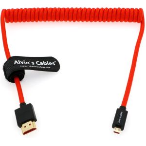 Cheap 8K 2.1 Micro HDMI To Full HDMI Braided Coiled Cable For Atomos Ninja V 4K-60P Record 48Gbps HDMI For Canon R5C R5 R6 for sale