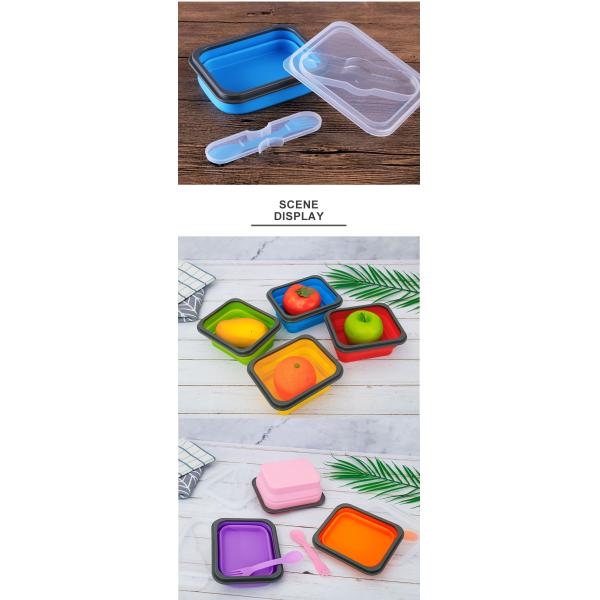600ML Rectangle BPA Free Silicone Folding Bento Box