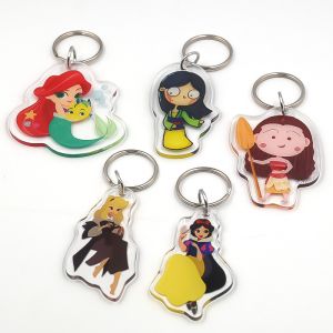 Transparent Acrylic Keychain With Metal Ring Durable Animation Cartoon Character