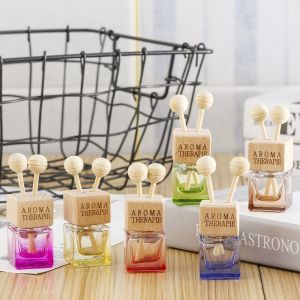 6ml Square Glass Car Perfume Bottle with Vent Clip