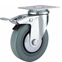 Cheap light duty 4&quot; grey rubber caster total brake, 2.5 inch, 3 inch grey rubber castor, 4&quot; PVC caster, rubber fixed caster for sale
