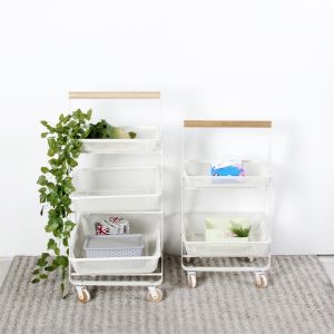 Nordic Shelf Storage Trolley 3 Tier Kitchen Rolling Cart For Space-Saving