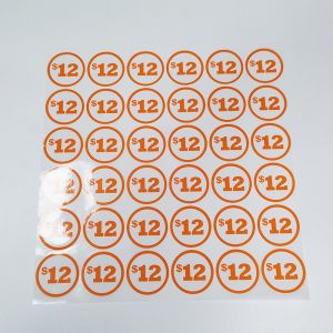 Glossy Custom Retail Labels BOPP Film Price Tag Adhesive CMYK Circle Sticker