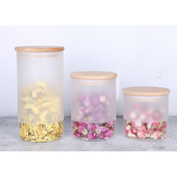 Yf0903 Frosted Glass Jar For Food / Glass Storage Jar With Bamboo Lid