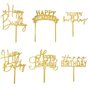 Cheap Birthday Cake Topper, 6pcs Acrylic Birthday Cake Toppers Happy Birthday Cake Toppers For Birthday Decorations for sale