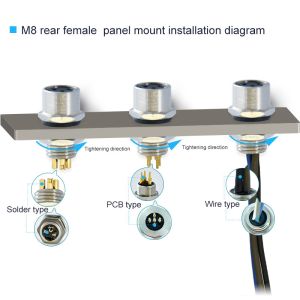 Flange Socket M8 Waterproof Connector IP67 3 8 Pin PCB Mount 250V