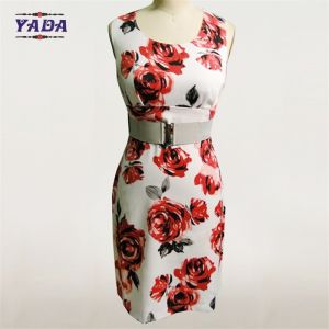 Latest patterns ladies casual floral print beach dresses loose a line traditiona