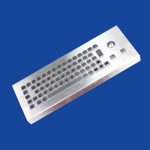 Rugged Industrial Desktop Stainless Steel Metal Keyboard With Optical Trackball