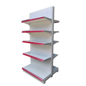 Factory Custom Size Color milk white gondola shelving supermarket shelf market