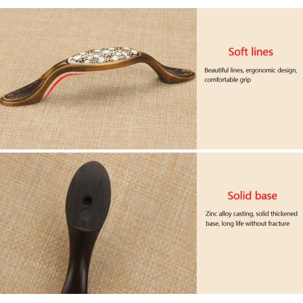 Flower Ceramic Retro Decorative Cupboard Door Handles