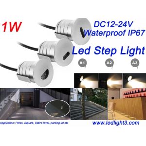 Mini 1W Led Inground Lighting Step light IP67Waterproof DC12-24V Led lamp three
