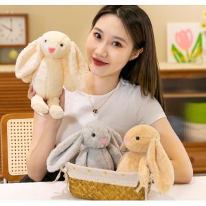 China Playful Easter Egg Baby Doll Spring Bunny Toy Doll for Girls Pink Soft Cuddly Plush Doll 12 Inches on sale