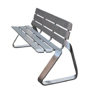 Garden Mirror Stainless Steel Metal Bench Outdoor Leisure Park Seat With Back Rest