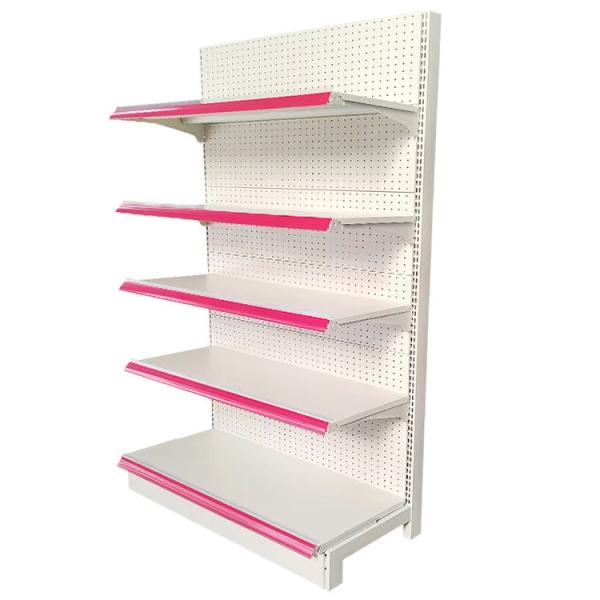 Factory Custom Size Color milk white gondola shelving supermarket shelf market