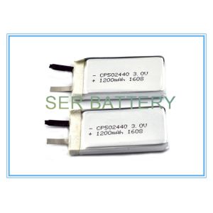 CP502440 Flat Lithium Polymer Battery , 3.0V Lithium Ion Flat Cell Shape