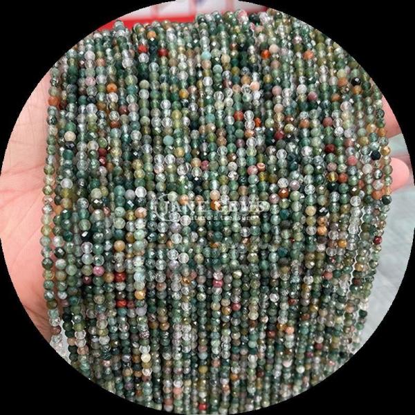Quality Natural Gems Bead Round Cut Faceted Crystal Healing Mini Gemstones Moss Agate Snowflake Obsidian Various Loose Bead Strands Ideal for Handcrafted Accessories wholesale