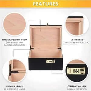 Newest Solid Wood Box Customize Wooden Decorative Boxes with Hinged Lid Black