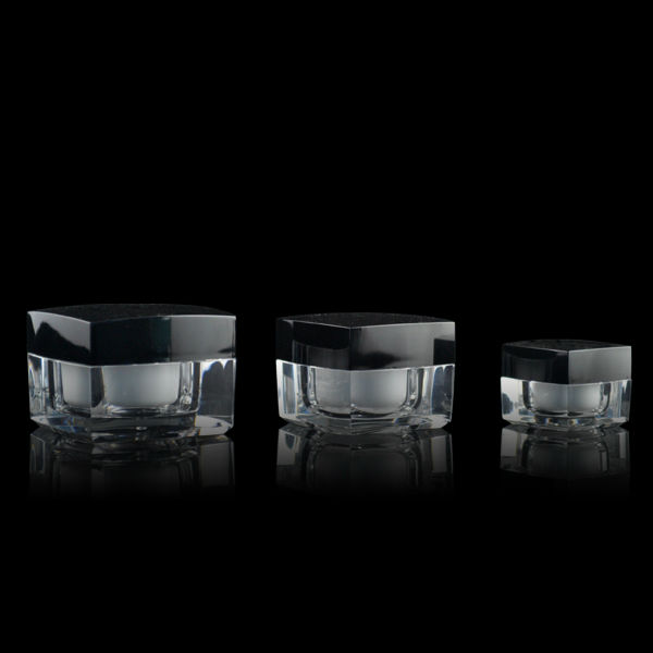 Skin Care Square Black Cosmetic Jars Cream Packaging 15ml 30ml Plastic Acrylic