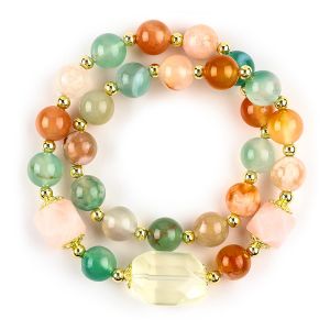 China Handmade Gemstone Beaded Bracelet Natural Blossoms Agate Stone Bracelet Adjustable Charms Bracelet For Party Daily on sale