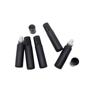 Black Glass Roller Bottles Empty 5ml 10ml Roll On Perfume Boattle For Cosmetic
