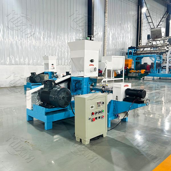 Quality floating fish feed extruder machine designed for producing sinking and simple floating fish feed pellets using twin screw extrusion technology wholesale