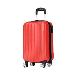 Cheap ABS TSA Lock Red ODM 190D 4 Wheel Trolley Luggage for sale