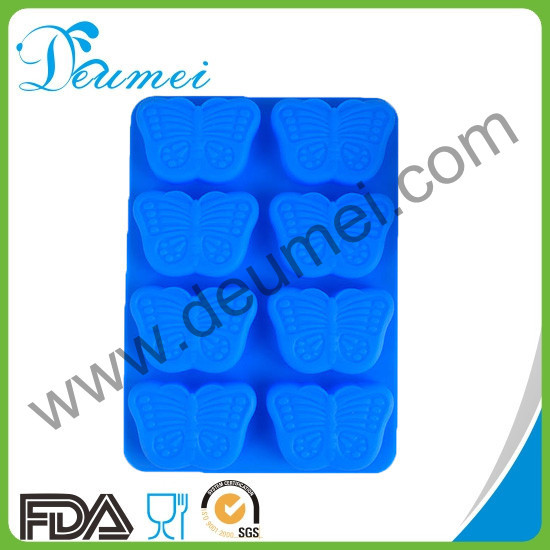 High Quality Blue Color 8-Butterfly Shaped Silicone Baking Cake Mold Puddings