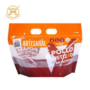 China Custom Hand Punch Hole Zipper Top Roast Chicken Packaging Bag Plastic Roast Grilled Chicken Bag on sale
