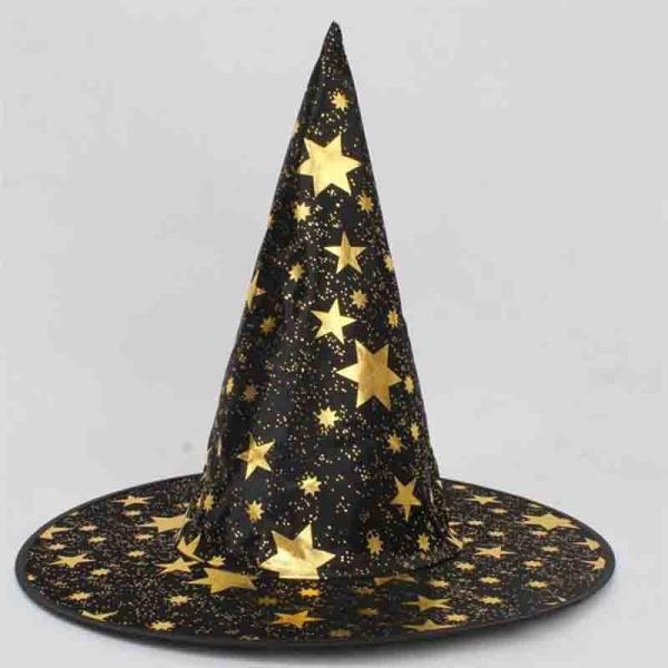 Quality Multi Color Halloween Party Crafts Knitted Fabric Wizard Hat Star Pattern wholesale