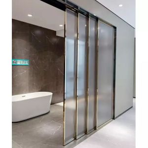 Interior Frameless Tempered Glass Sliding Door Synchronous Soft Closing
