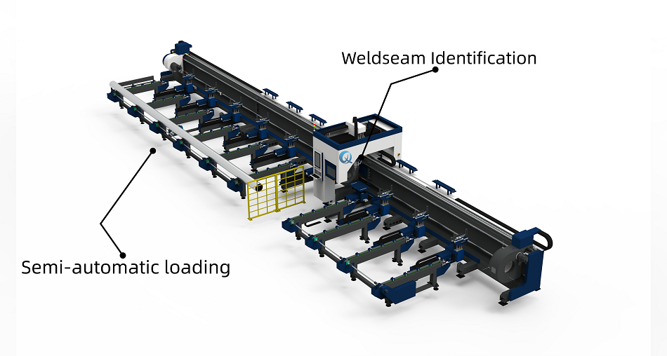 QH-GC3-S  3 Chucks Tube Cutting Machine Standard Model Weldseam Identification Semi-automatic Loading