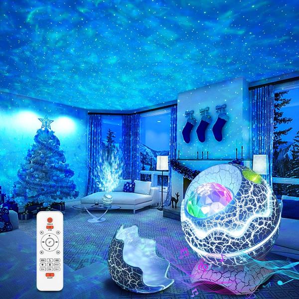 Star Projector Dinosaur Egg Galaxy Projector for Bedroom Remote Control White
