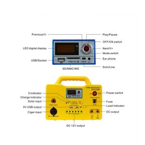 30W Solar Lighting Kit Phone Power Charging FM Radio MP3 Player Portable Solar