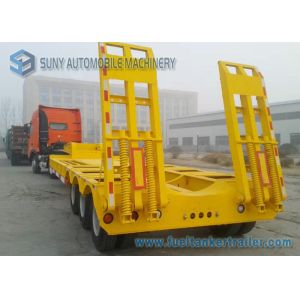 3 Axle 100 Ton Low Bed Semi Trailer Heavy Duty Flatbed Trailer With Manual Ramp