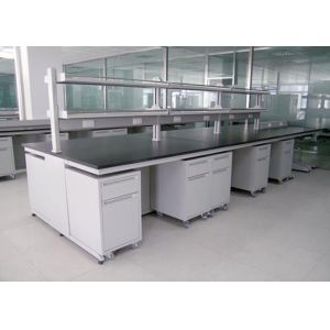 Durable Steel Anti Aging School Laboratory Island Bench With Reagent Shelf
